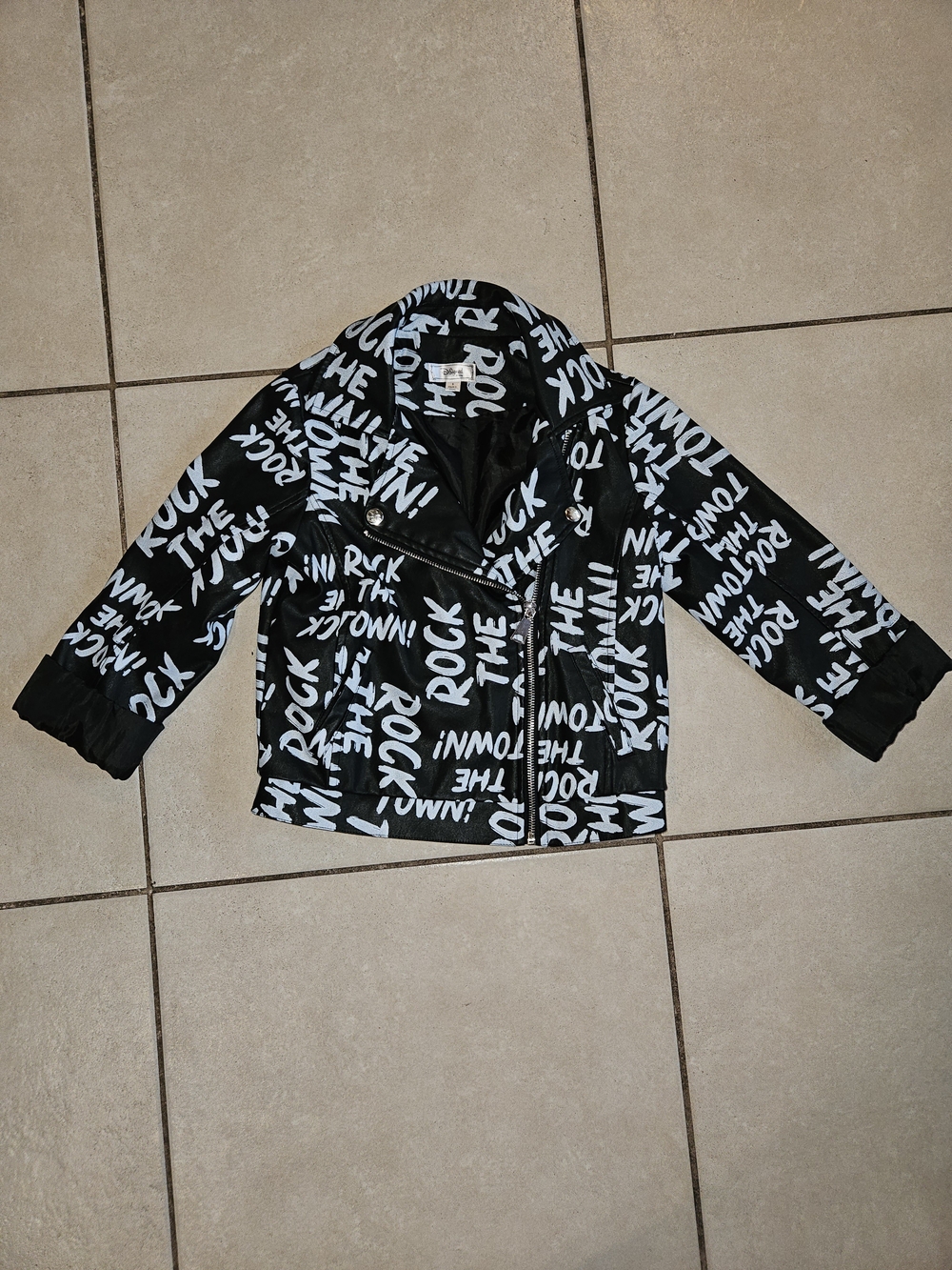 Kids Black Graphic Hooded Puffer with White Print